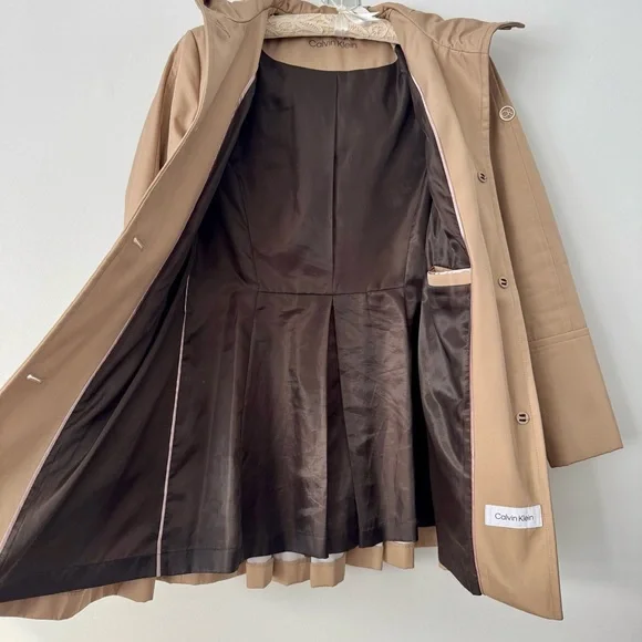 Calvin Klein Hooded Skirted Raincoat - Picture 7 of 10